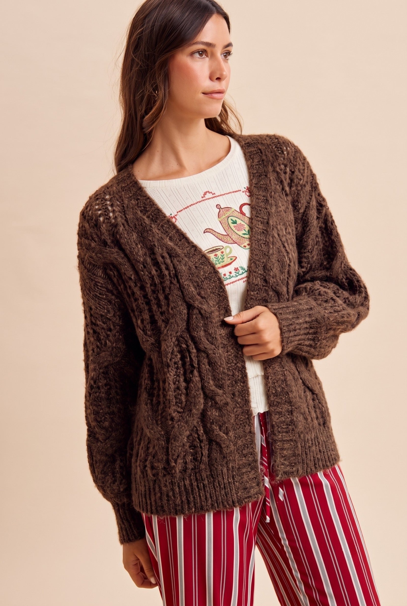 Stonehaven Open Knit Sweater Cardigan
