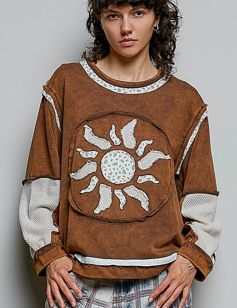 Sunspell French Terry Patchwork Pullover