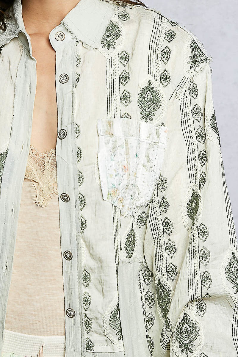 The Drifter's Daughter Button-Down Embroidered Shirt