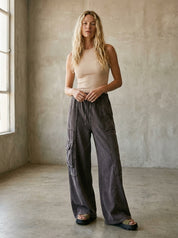 The Essential Ruffled Waistband Terry Knit Pants