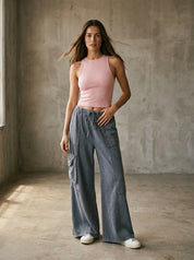 The Essential Ruffled Waistband Terry Knit Pants