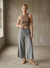 The Essential Washed Terry Knit Wide-Leg Pants