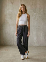 The Essential Washed Terry Knit Wide-Leg Pants