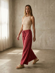 The Essential Washed Terry Knit Wide-Leg Pants