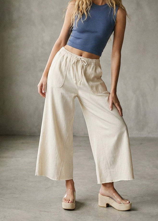 The Essential Washed Terry Knit Wide-Leg Pants