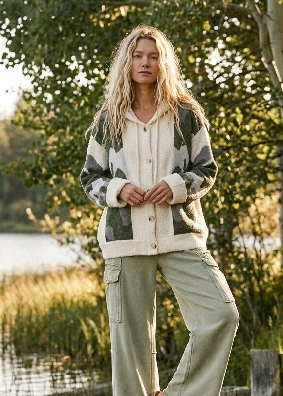 Timberline Camo Knit Button-Front Cardigan