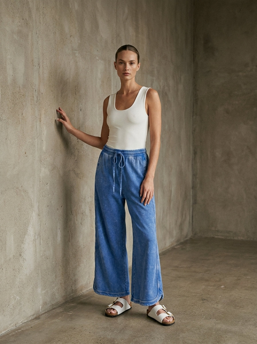 The Essential Drawstring Mineral Washed Terry Knit Pants