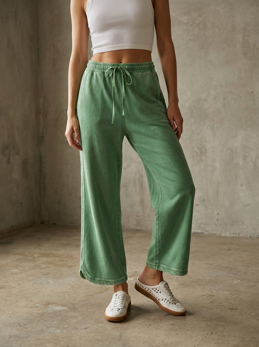 The Essential Drawstring Mineral Washed Terry Knit Pants