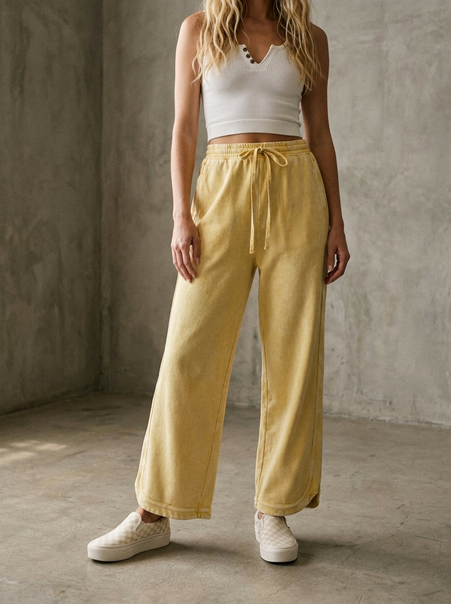 The Essential Drawstring Mineral Washed Terry Knit Pants