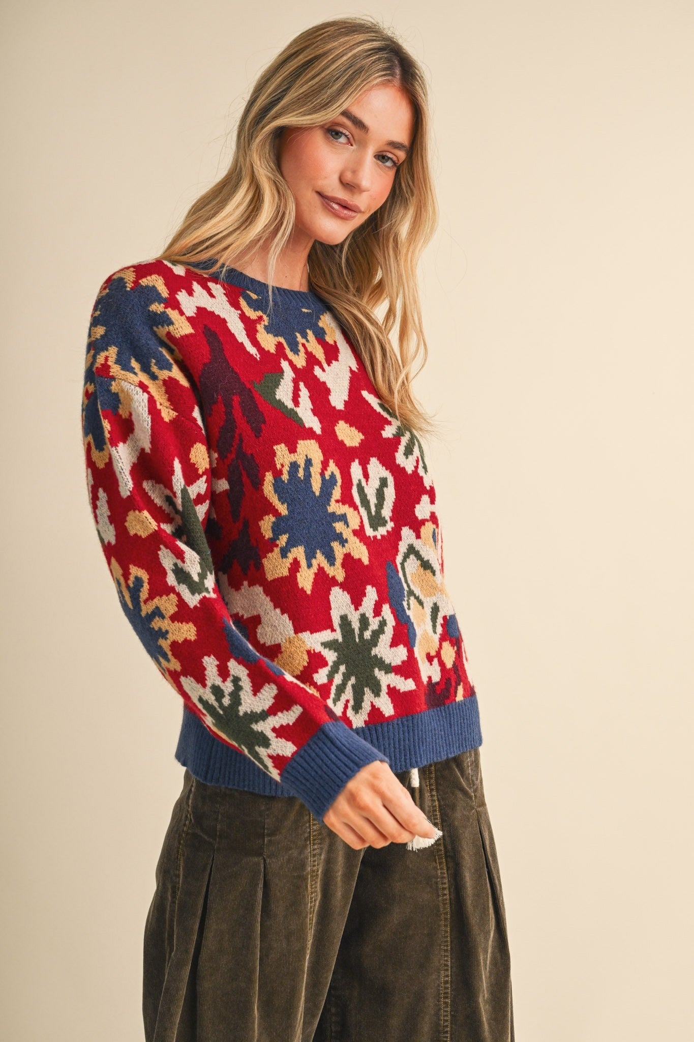 Vincent Abstract Floral Knit Sweater