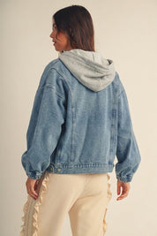 The Weekender Vintage Washed Denim Hooded Bomber Jacket