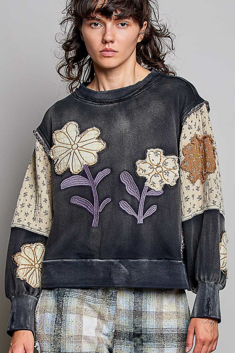Wallflower Double Gauze French Terry Patchwork Pullover