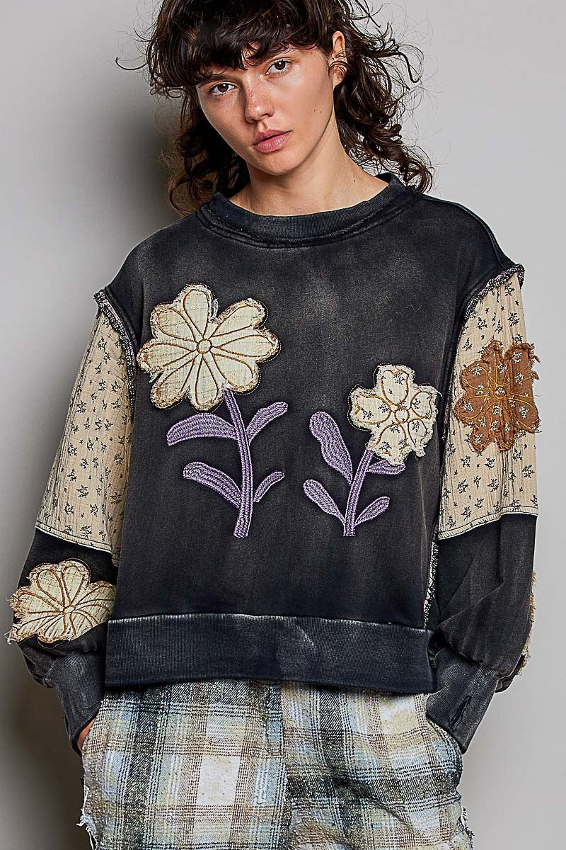 Wallflower Double Gauze French Terry Patchwork Pullover
