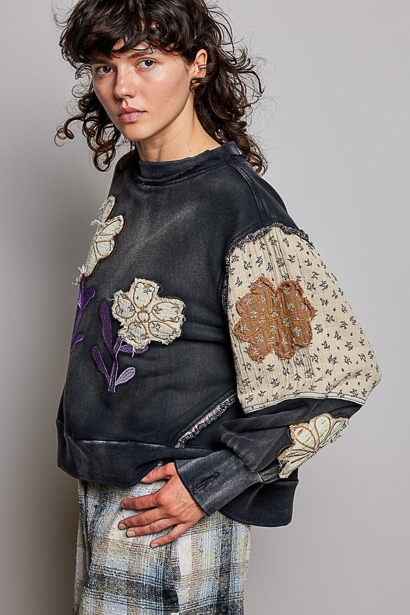 Wallflower Double Gauze French Terry Patchwork Pullover