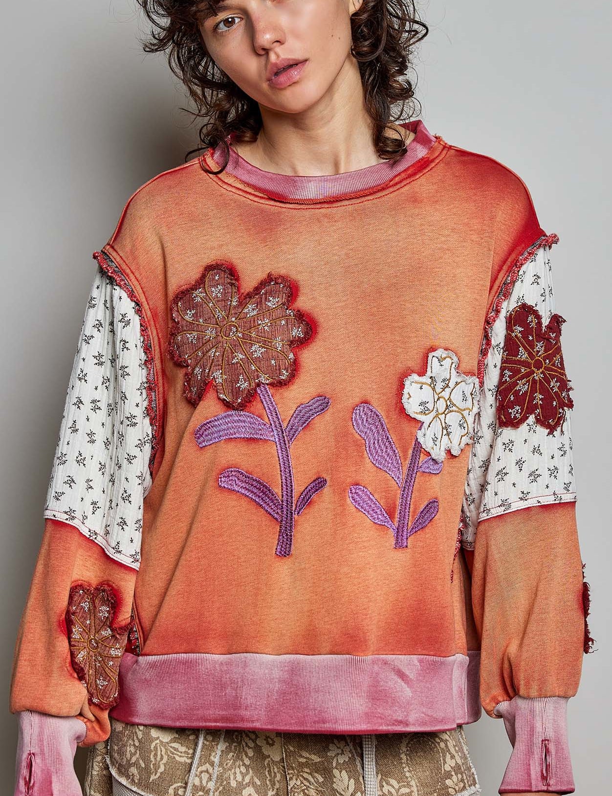 Wallflower Double Gauze French Terry Patchwork Pullover