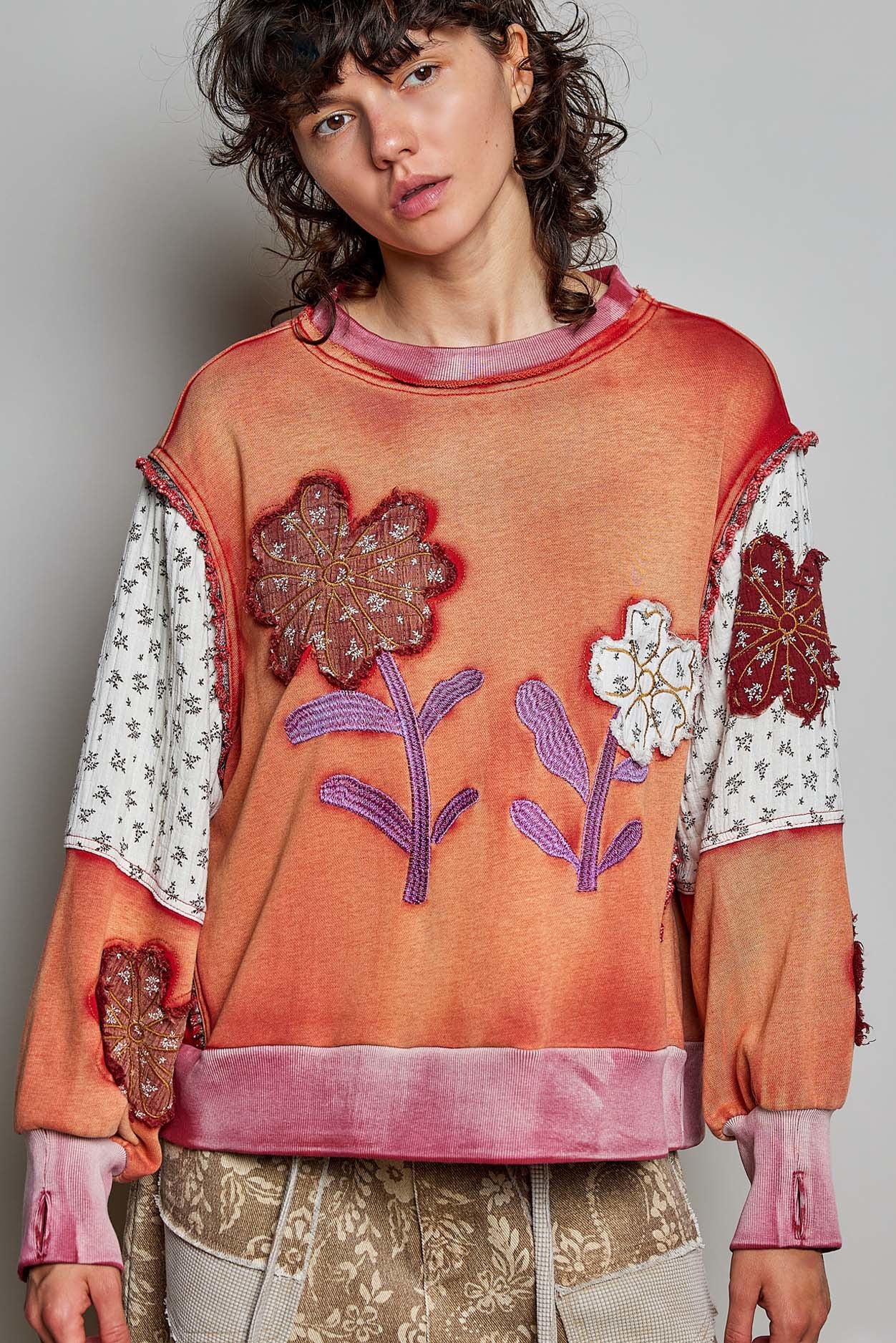 Wallflower Double Gauze French Terry Patchwork Pullover