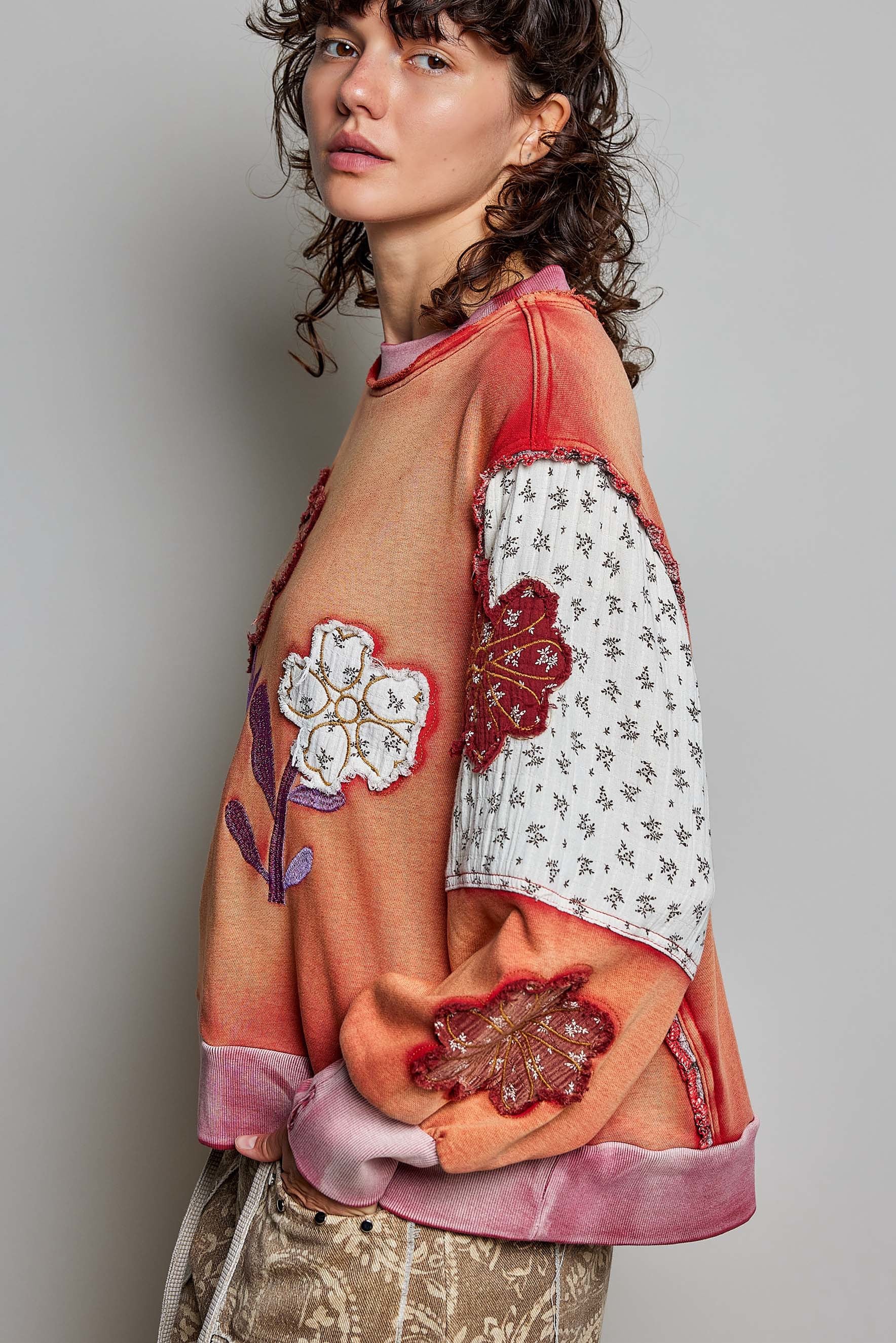 Wallflower Double Gauze French Terry Patchwork Pullover