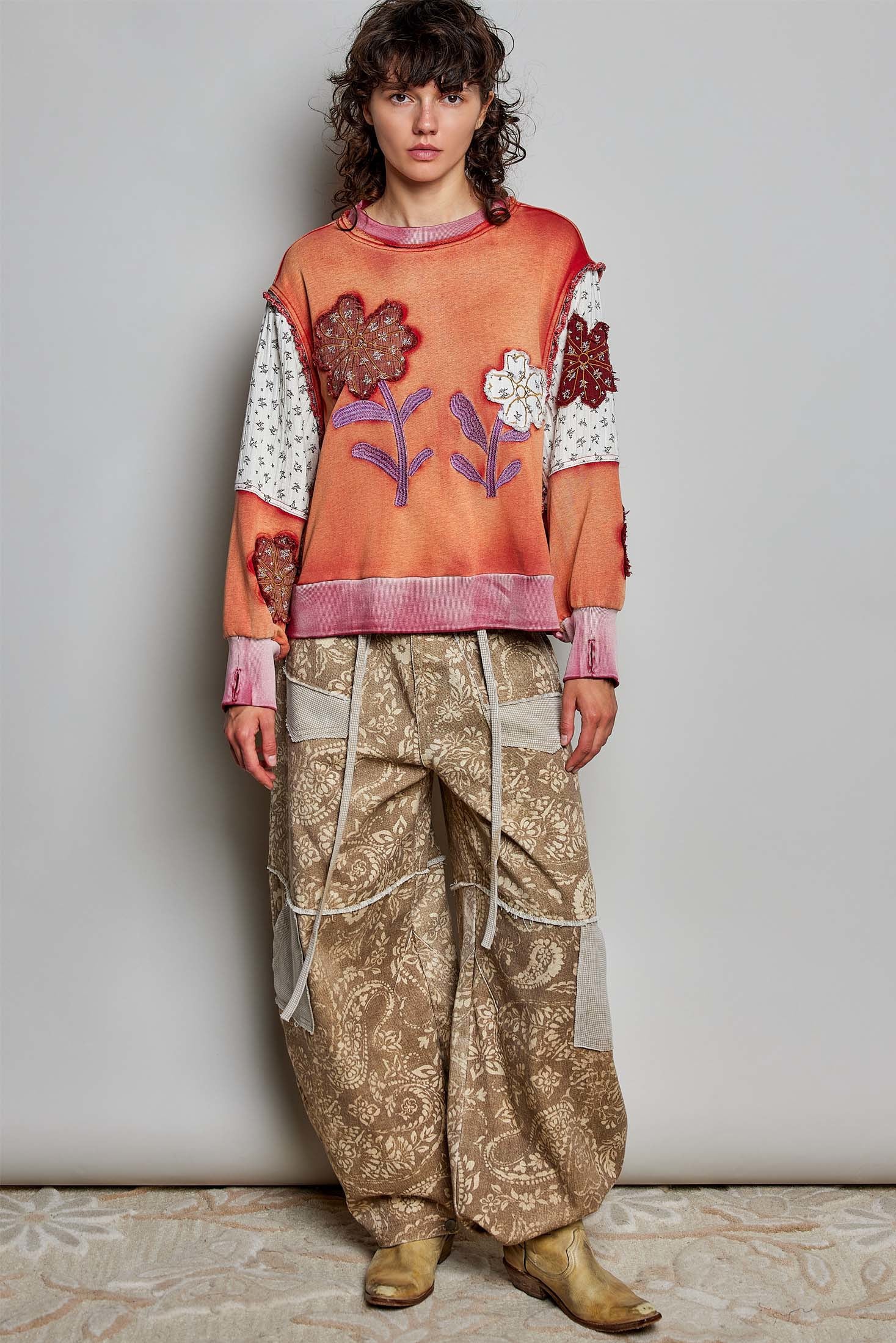 Wallflower Double Gauze French Terry Patchwork Pullover