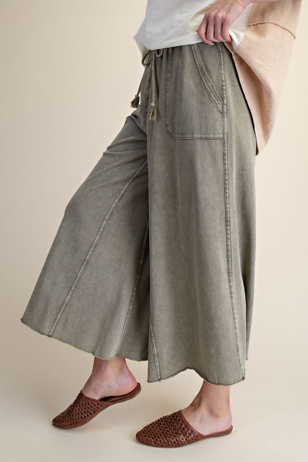 The Essential Washed Terry Knit Wide-Leg Pants