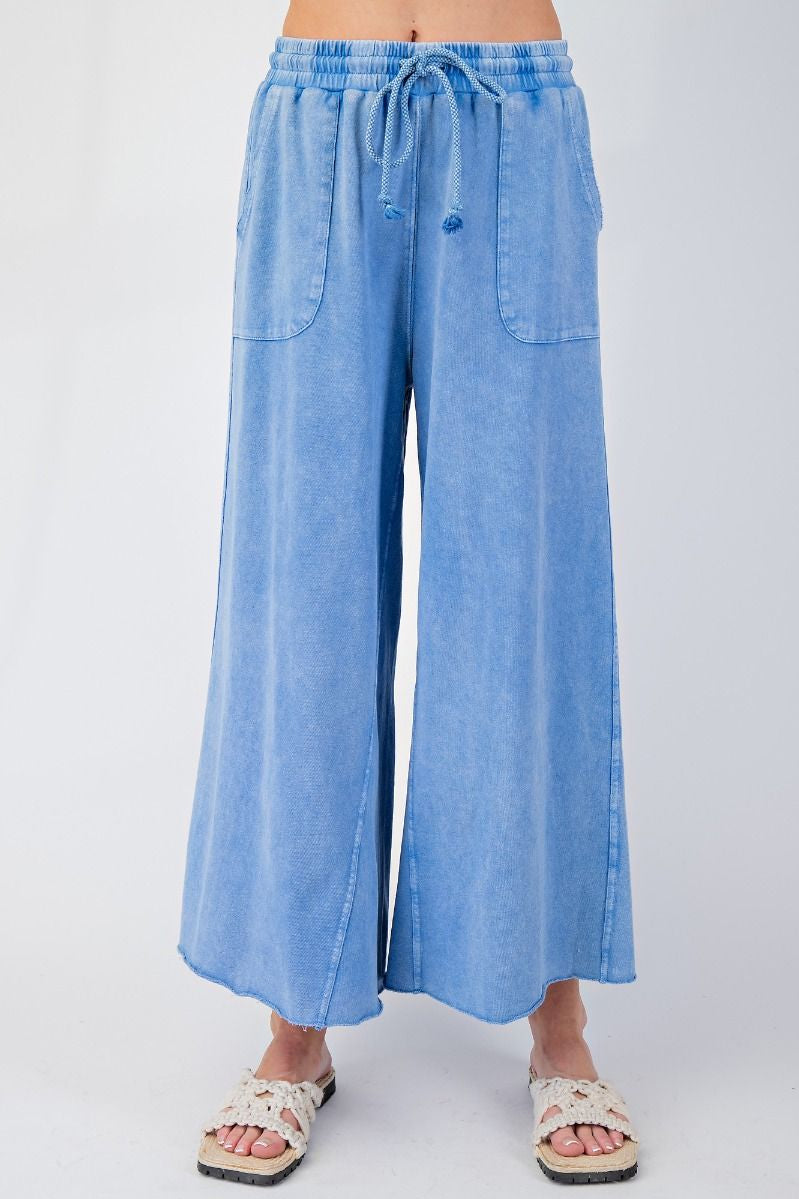 The Essential Washed Terry Knit Wide-Leg Pants