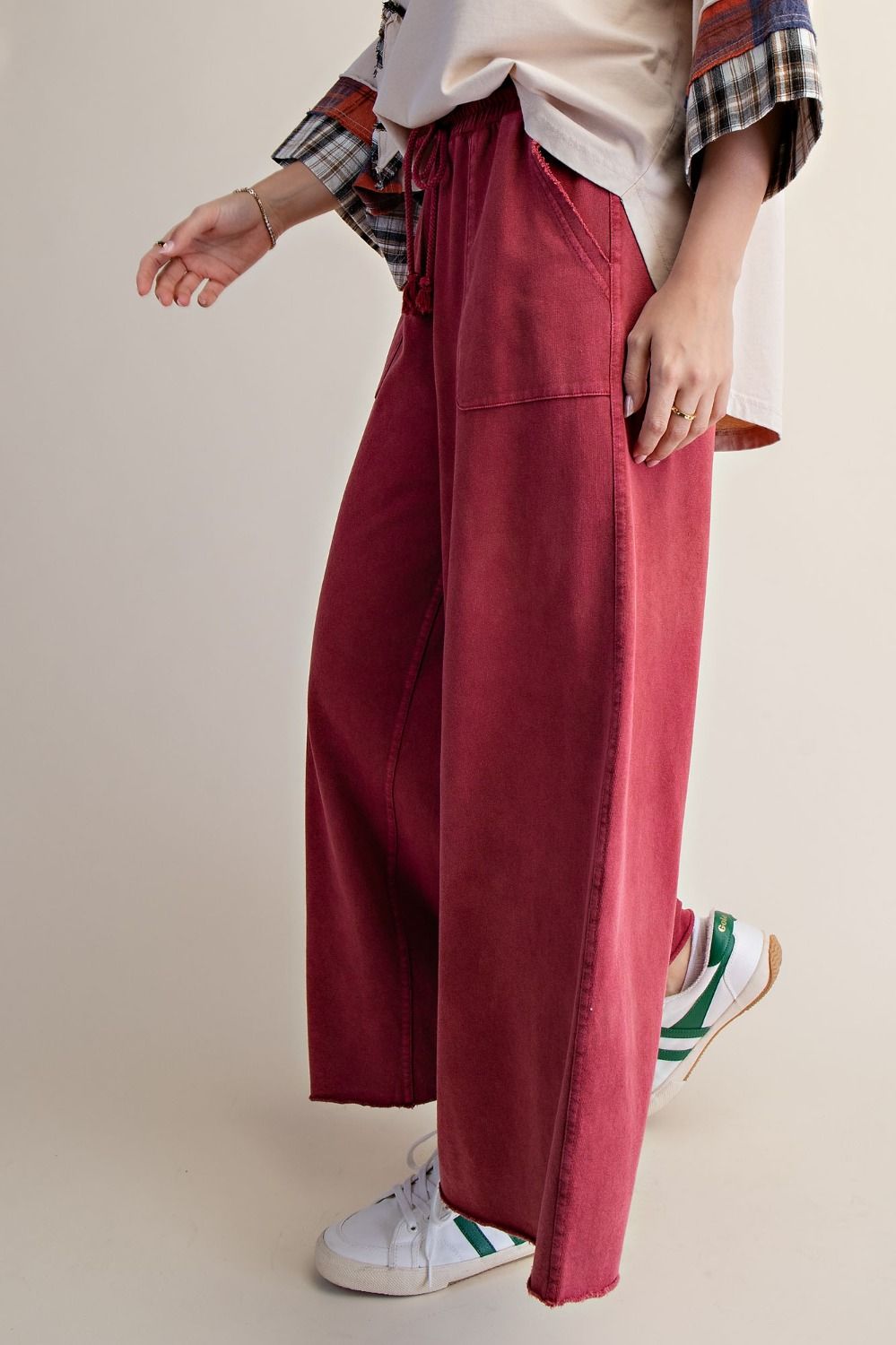 The Essential Washed Terry Knit Wide-Leg Pants