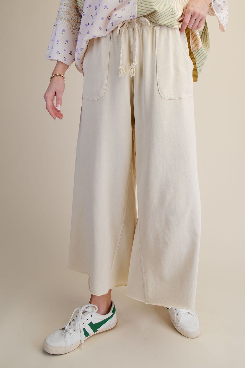 The Essential Washed Terry Knit Wide-Leg Pants