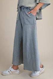 The Essential Washed Terry Knit Wide-Leg Pants