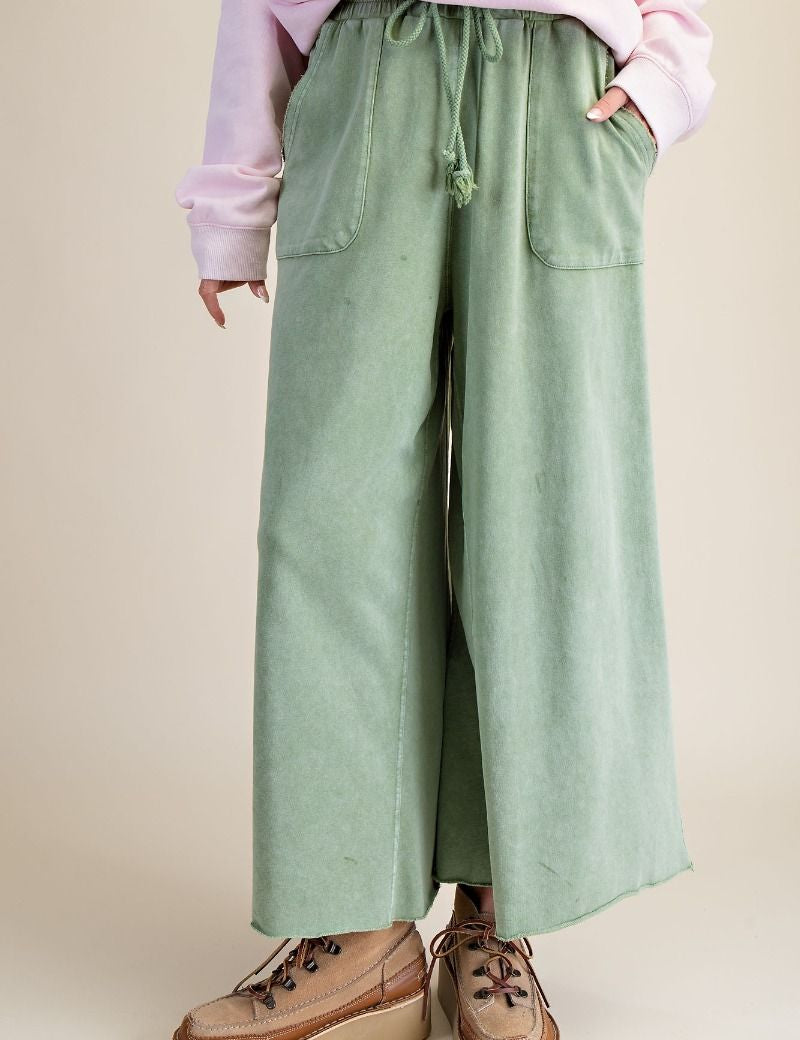 The Essential Washed Terry Knit Wide-Leg Pants