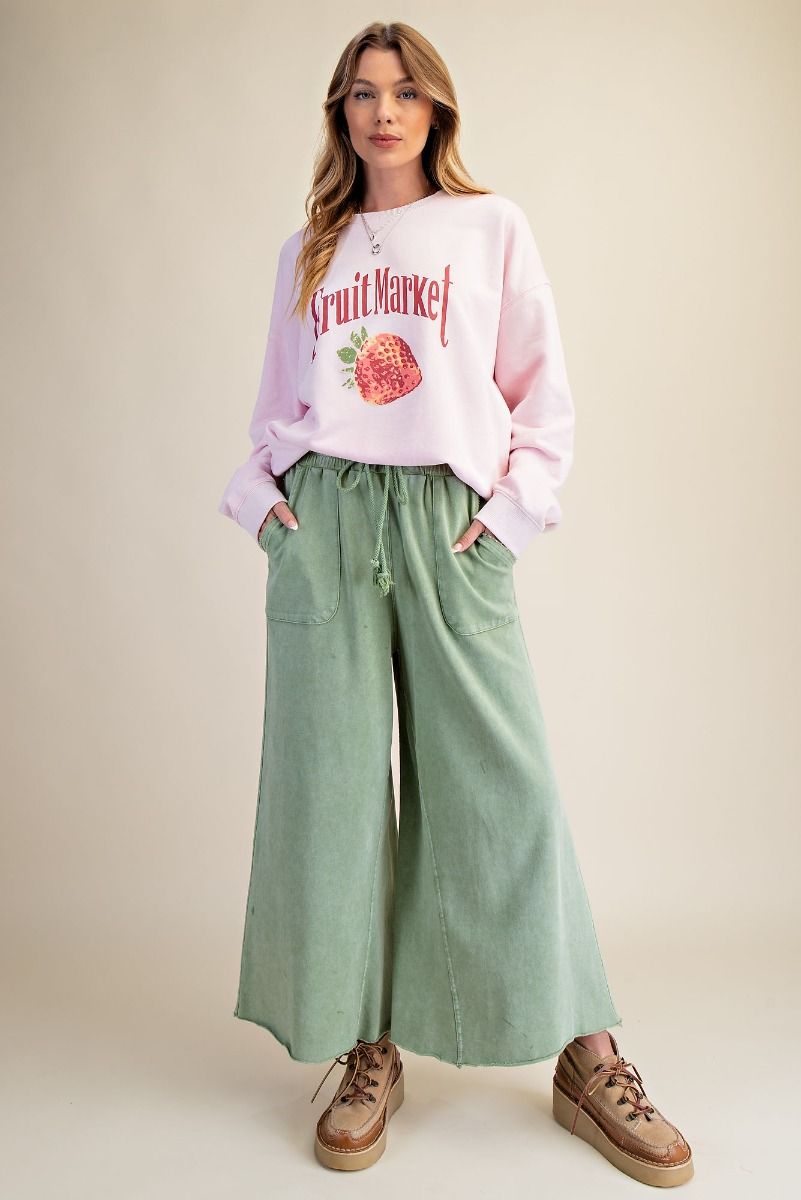 The Essential Washed Terry Knit Wide-Leg Pants