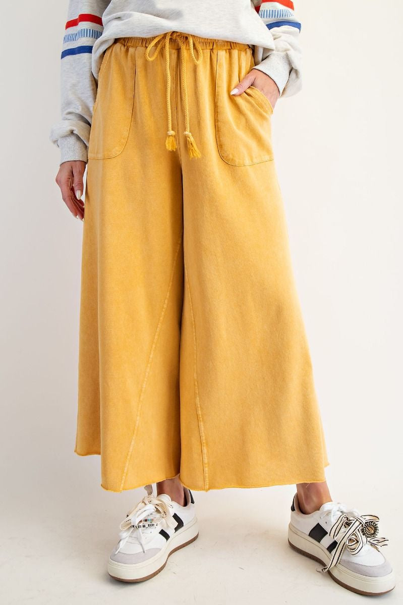 The Essential Washed Terry Knit Wide-Leg Pants