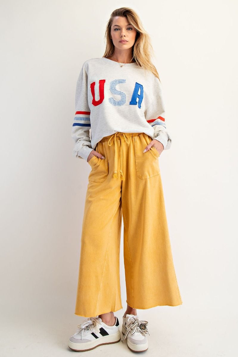 The Essential Washed Terry Knit Wide-Leg Pants