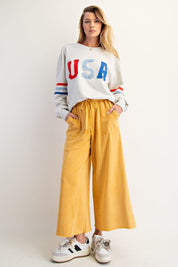 The Essential Washed Terry Knit Wide-Leg Pants