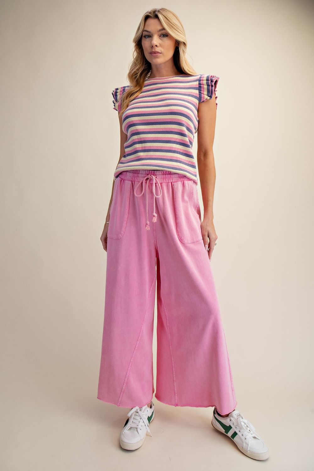 The Essential Washed Terry Knit Wide-Leg Pants