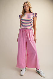 The Essential Washed Terry Knit Wide-Leg Pants
