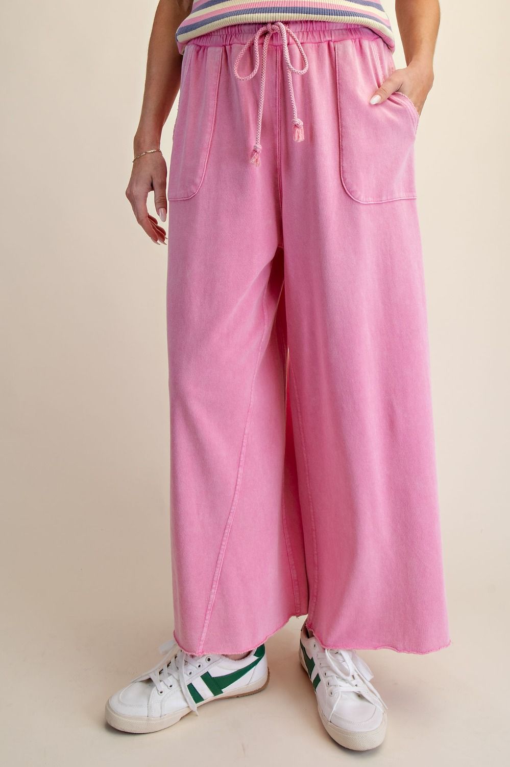 The Essential Washed Terry Knit Wide-Leg Pants