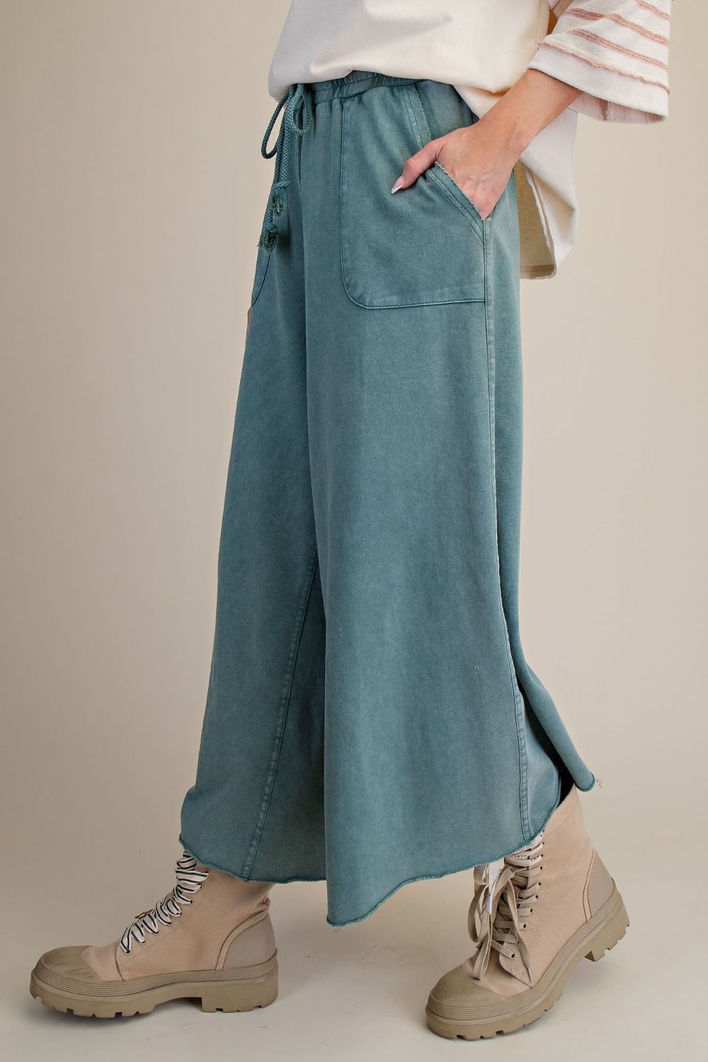 The Essential Washed Terry Knit Wide-Leg Pants