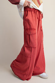 The Essential Mineral Washed Wide Leg Terry Cargo Pants