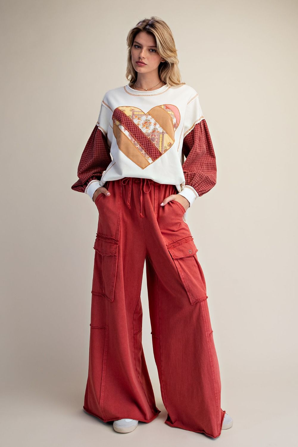 The Essential Mineral Washed Wide Leg Terry Cargo Pants