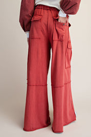 The Essential Mineral Washed Wide Leg Terry Cargo Pants