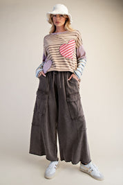 The Essential Mineral Washed Wide Leg Terry Cargo Pants