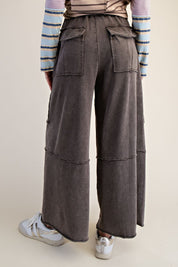 The Essential Mineral Washed Wide Leg Terry Cargo Pants