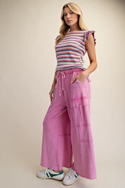 The Essential Mineral Washed Wide Leg Terry Cargo Pants