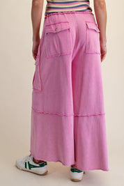 The Essential Mineral Washed Wide Leg Terry Cargo Pants