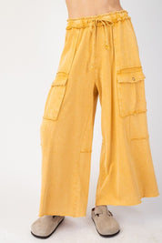 The Essential Mineral Washed Wide Leg Terry Cargo Pants