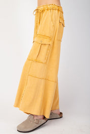 The Essential Mineral Washed Wide Leg Terry Cargo Pants