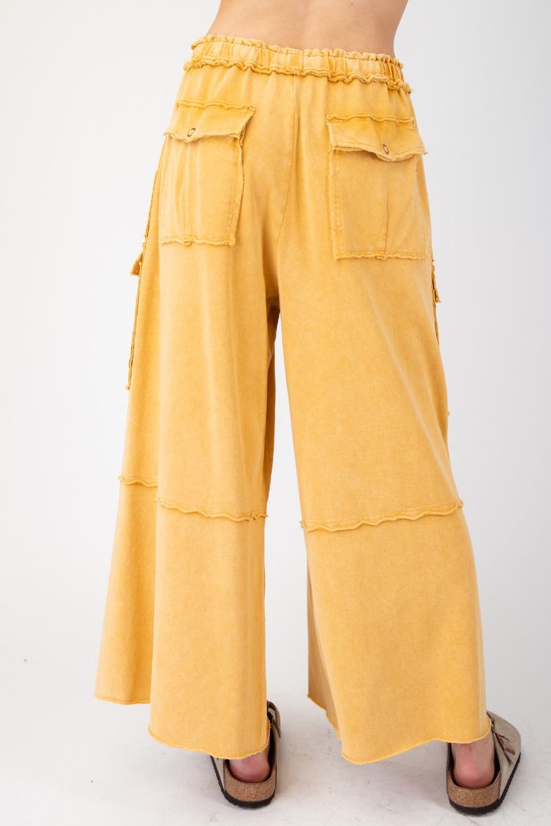 The Essential Mineral Washed Wide Leg Terry Cargo Pants