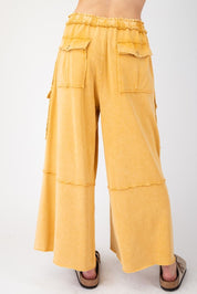 The Essential Mineral Washed Wide Leg Terry Cargo Pants