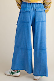 The Essential Mineral Washed Wide Leg Terry Cargo Pants
