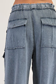 The Essential Mineral Washed Wide Leg Terry Cargo Pants