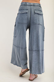 The Essential Mineral Washed Wide Leg Terry Cargo Pants